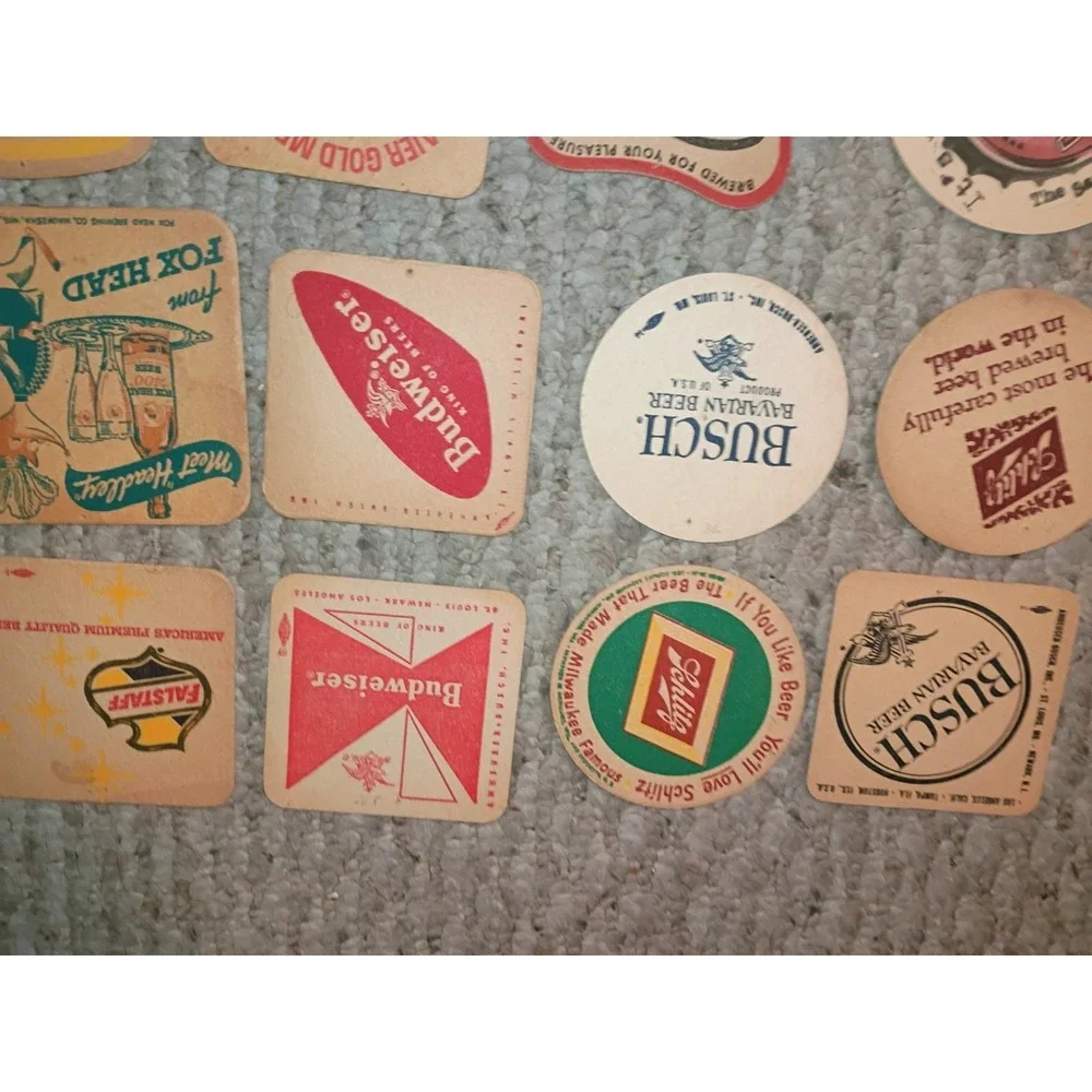 Lot Of (14) Brewery Cork Coasters Vintage Stag, Busch, Bud & More‎